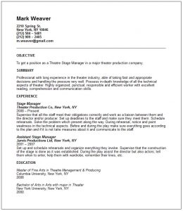musical theatre resume template theatre resume example