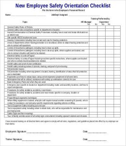 new employee orientation checklist new employee safety orientation checklist