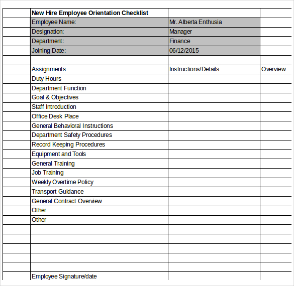 new employee orientation checklist