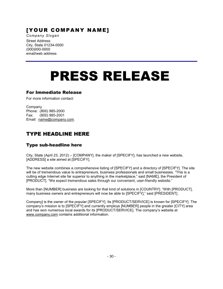 news release format