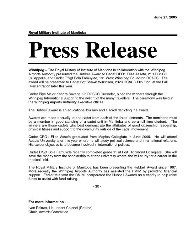news release format