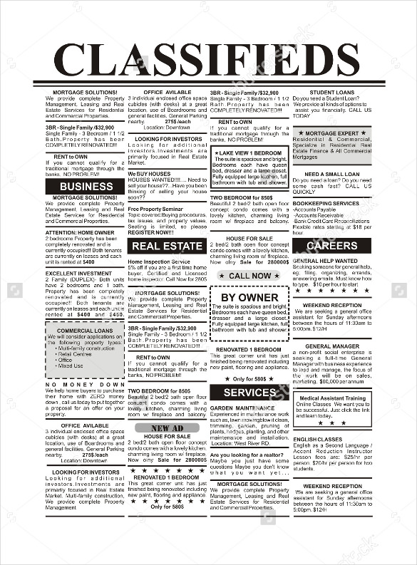 newspaper ad template