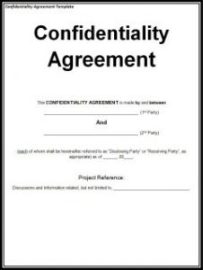 non disclosure agreement form confidentiality agreement small e