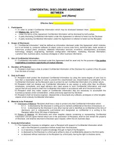 non disclosure agreement form sample mutual non disclosure agreement