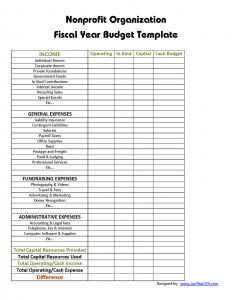 non profit budget template nonprofit organization fiscal year budget template