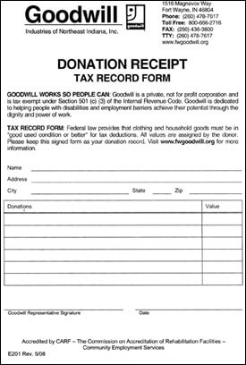 non profit donation receipt