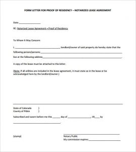 notarized letter of residency blank notarized letter for proof of residency template pdf format