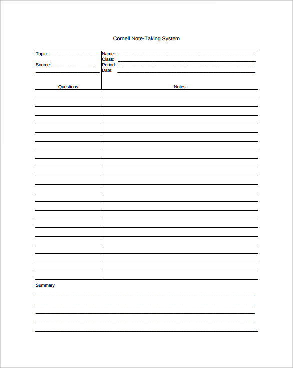 note taking template
