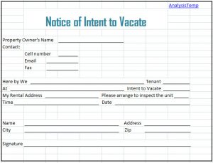 notice of intent to vacate notice of intent to vacate