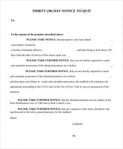 notice of termination of employment day notice to quit