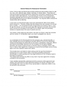 notice of termination of employment sample employee termination contract waiving rights to sue