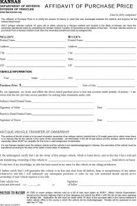 notice of transfer and release of liability form kansas affidavit of purchase price form