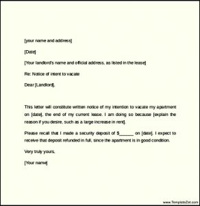 notice to vacate apartment example of day notice letter