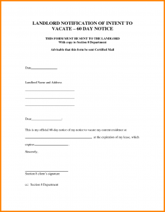 notice to vacate letter from landlord to tenant move out notice template
