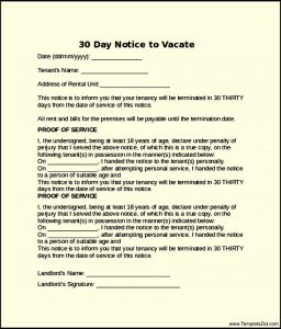 notice to vacate letter from landlord to tenant printable day notice to vacate