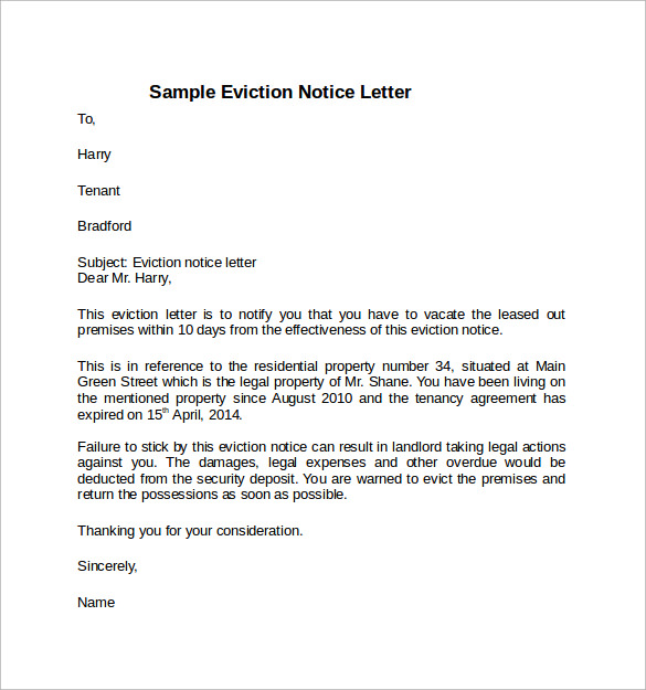 notice to vacate letter