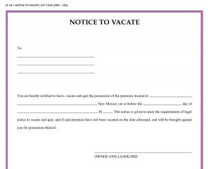notice to vacate letter vacate notice