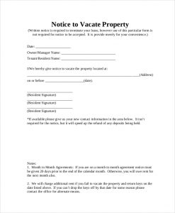 notice to vacate notice to vacate property form