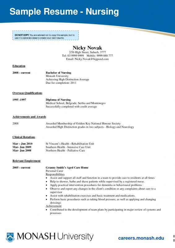 nursing student resume