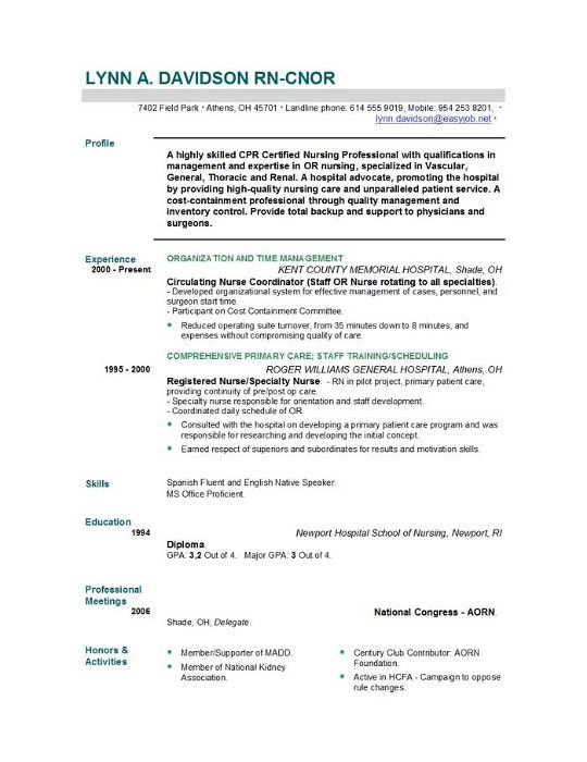 nursing student resume template