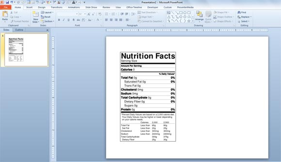 nutrition label templates