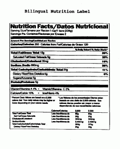 nutrition labels template ucm