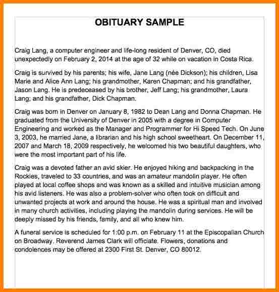 obituary template mother