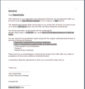 offer letter template generated offer letter