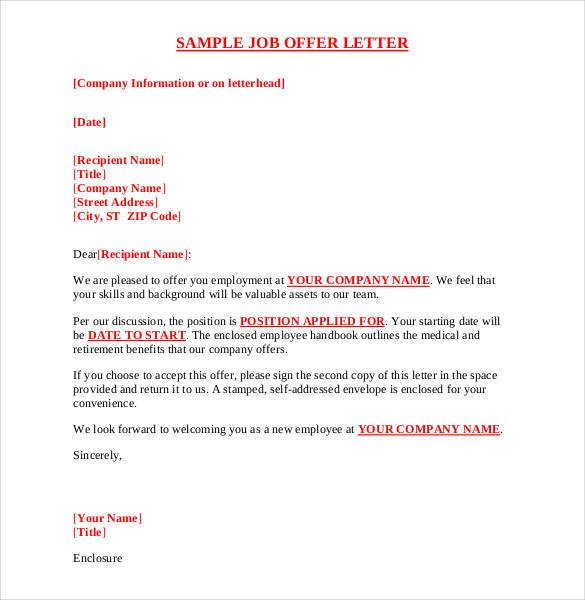 offer of employment letter
