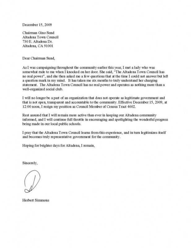 official resignation letter