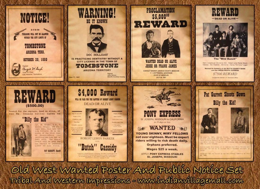 old west wanted posters