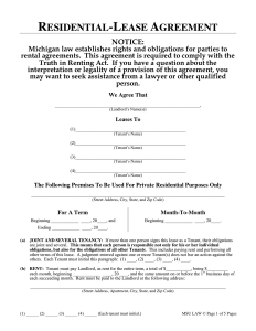 one page rental agreement residential lease agreement