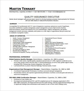one page resume template quality assurance executive one page resume pdf download