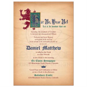 open house invitation template rectangle medieval gothic fantasy bar mitzvah invitation front
