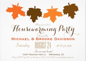 open house invitations templates orange brown fall leaves housewarming party x paper invitation card
