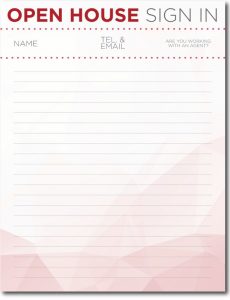 open house sign in sheet printable crop signin red