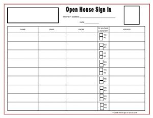 open house sign in sheet printable il xn dl
