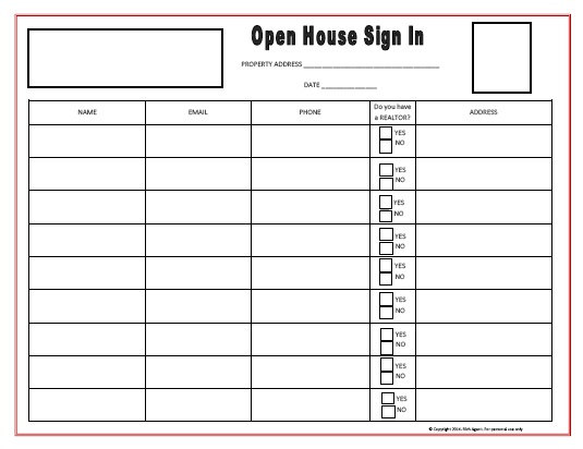 open house sign in sheet printable