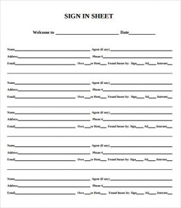 open house sign in sheet template sample printable open house sign in sheet