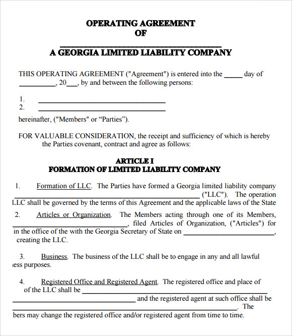operating agreement template