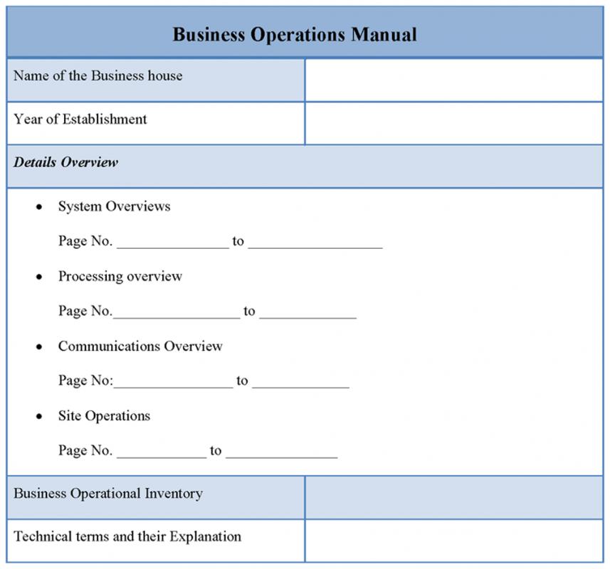 operation manual templates