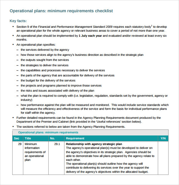 operational plan examples