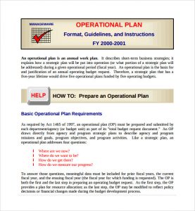 operational plan examples prepare an operational plan template