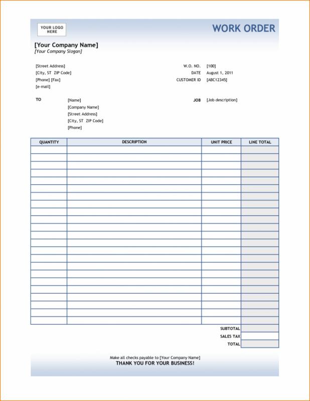 Order Form Template Excel | Template Business
