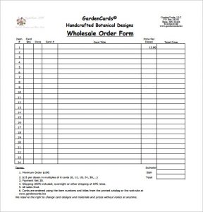 order form template sample wholesale order form template pdf