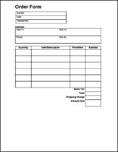 order form template simple order form template free