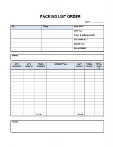order form template word doc packing list template word shipping packing list