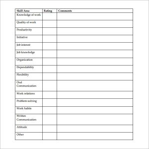 order form templates staff evaluation sample