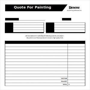 painting estimate template painting quotation form free word format template