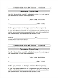 parental consent form template school photography